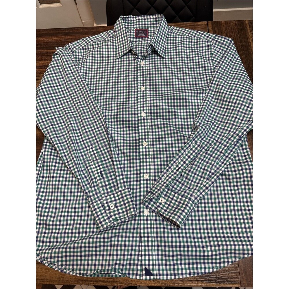 UNTUCKit Button Down Shirt Mens XL Blue Green Wrinkle Free - EUC